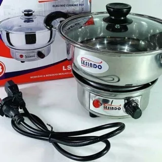 Panci kompor listrik stainless lesindo bisa lepas 18 cm panci elektrik electric cooker pot serbaguna