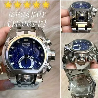 JAM TANGAN COWOK INVICTA BOLT ZEUS SILVER DIAL BLUE SUPER PREMIUM AAA