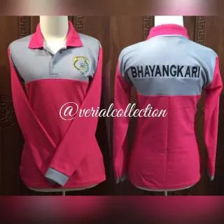 KAOS Bhayangkari Pink Abu kerah abu /kerah pink