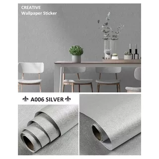 METH WPS122 SILVER GREY SOLID SILKY POLOS PLAIN ABU ABU TEKSTUR WALPAPER DINDING WALLPAPER STICKER STICKER DINDING STIKER HIASAN DEKORASI RUANGAN TEMBOK