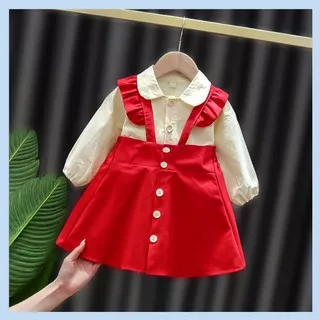 DRESS ANAK IMPORT 2IN1 LILITH RED DRESS ANAK IMPORT LUCU DRESS ANAK KEREN