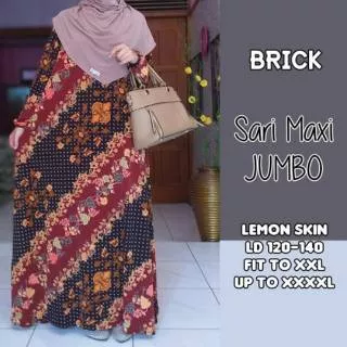 Gamis Dress Muslim Wanita Cantik Jumbo Size Lemon Skin Batik Sari Maxi