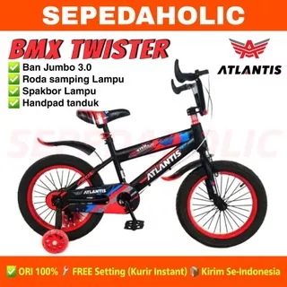 Sepeda Anak Laki BMX ATLANTIS TWISTER Ukuran 12 16 18 Inch Ban Jumbo 3.0 Roda Nyala