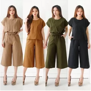 Setelan Wanita Kulot BEST SELLER, Bahan katun Linen