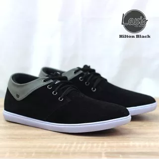 LAVIO HILTON | Sepatu Pria Boat Casual Semi Formal Kuliah Santai Cowok Original - Hitam/Navy/Coklat