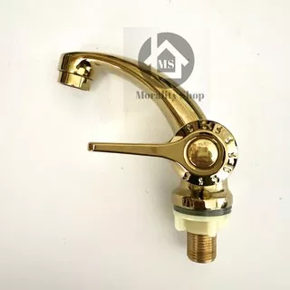 Kran Sink Wastafel Engkol Gold Minimalis R20 - Keran Air Cuci Tangan Wash bowl emas unik antik uniq