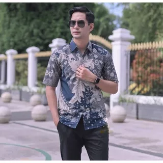 MURAI PENDEK KEMEJA BATIK PRIA KEREN SLIMFIT FULL FURING