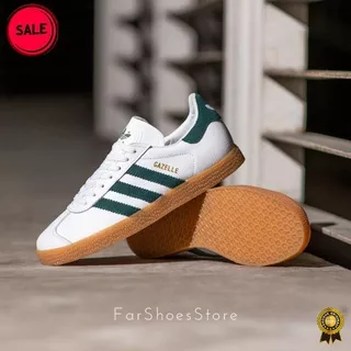 ADIDAS GAZELLE WHITE GREEN SOLE GUM ORIGINAL 100% - SEPATU ADIDAS ORIGINAL 100% - SEPATU PRIA