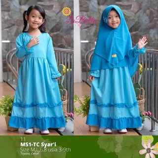 (3-9 tahun) TC Syari 11 Baju Muslim Gamis Anak LaBella Toyobo Ceruti Blue