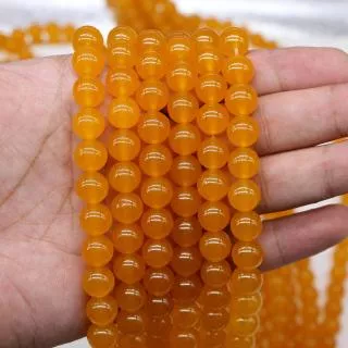 Manik-manik batu citrine amber alami, manik-manik gelang DIY (1 buah / bungkus 4-12mm)