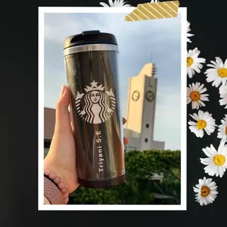 Tumbler Starbucks PAKAI NAMA SENDIRI  - Botol Air Minum Stainless  Panas Atau Dingin 350 ml