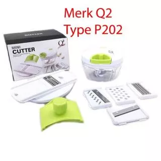 Mini Cutter Q2 P-202 Plus Slicer - Alat Potong Sayur - Buah Multifungsi | Mini Chopper