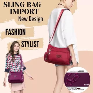 Tas Sling Bag wanita Korea Taspesta Rantai Import Kanvas Sling Bag T2R8 Kerja Kekinian Slempang Ta