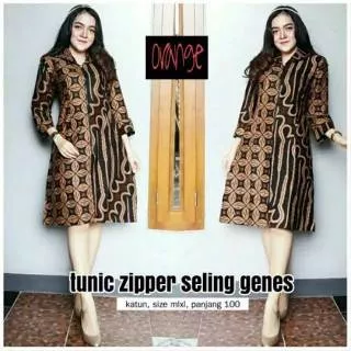 Dress Tunik Batik Zipper Seling Genes
