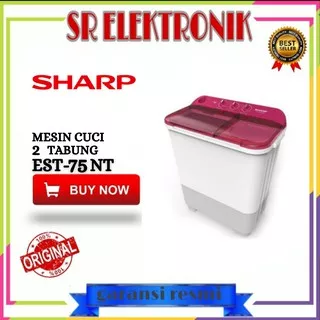 MESIN CUCI SHARP EST 75 NT 7KG 2 TABUNG 75NT 7 KG PUREMAGIC LOW WATT