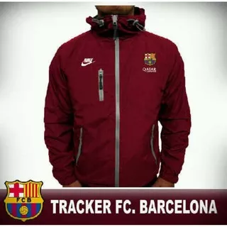 JAKET TRACKER BARCELONA MAROON UNISEX PRIA ZIPPER HOODIE SWEATER DISTRO WATERPROOF PREMIUM ANTI AIR