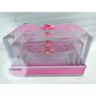 Kotak hantaran / kotak seserahan full mika model tile warna pink