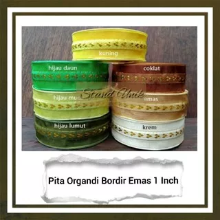 Pita Organdi Bordir Emas 1 Inch 1 2.5cm