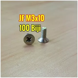 100pcs Baut JF M3 x 10 Cutersink Countersunk 3 x 10 kepala Plus