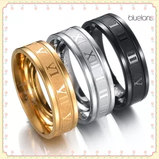 Bluelans Punk Ring Creative Unisex Titanium Steel Roman Numerals Ring Gift Daily Life