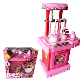 KITCHEN SET HAPPY COOKING Hello Kitty - MAINAN ANAK ALAT MASAK DAPUR SET BP9630