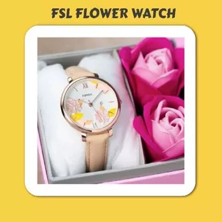 TERBARU!!! Jam Tangan Fashion Wanita FSL Flowers Watch FR6950FS Strap Kulit Premium