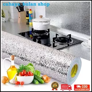 Wallpaper Aluminium Foil Anti Minyak Waterproof 100x60cm - Wallpaper Dapur