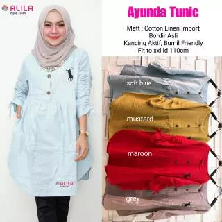 Baju Ayunda Tunik Polo Jumbo Bahan cotton Linen