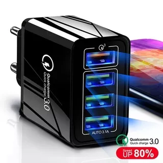 4 Port Quick Charge QC 3.0 USB Universal Fast Charger / Charging Wall Charger Compatible With Android Smart Mobile ios Phone / EU UK US Plug Phone Charging Adapter