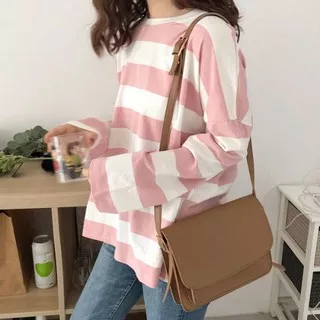 BSF Keith PE Rayon Baju Atasan Cewek Kaos Wanita Lengan Panjang Jumbo Woman Top O-Neck Tee Longsleeve T-Shirt Oversize Pakaian Perempuan Santai Kekinian Kerah Bulat Murah Casual Girl Fashion Premium ACE