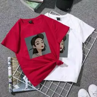 WOMEN GIRL PRINT CASUAL TSHIRT TOP TUMBLR TEE KAOS WANITA