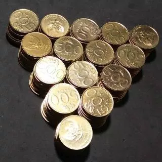 Koin 500 melati kuning emas kinclong baru
