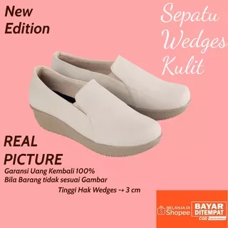 Zavatu Sepatu Wedges Wanita Kulit Model Hak Wedges Tipe LTG 582 by Blackkelly Warna Cream Ukuran 36 37 38 39 40 sepatu pesta wanita terbaru sepatu kondangan wanita sepatu ibu kondangan sepatu ibu2 sepatu santai wanita sepatu simple wanita sepatu ibu ibu