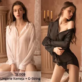 SL009 Sexy Lingerie Kemeja Putih Transparan Baju Sexy Lingerie Wanita / Lingerie Boyfriend Shirt Sleepwear Wanita