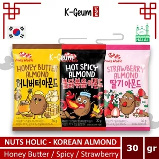 Nuts Holic Honey Butter / Strawberry / Hot Spicy Almond  | Snack Korea Kacang Almond Halal 30gr