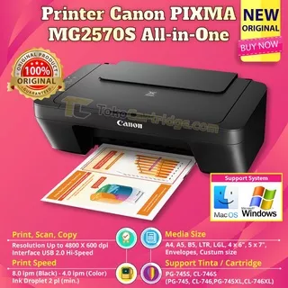 PRINTER Canon Printer PIXMA MG2570S / MG 2570 S 3IN1 PRINT SCAN COPY RESMI