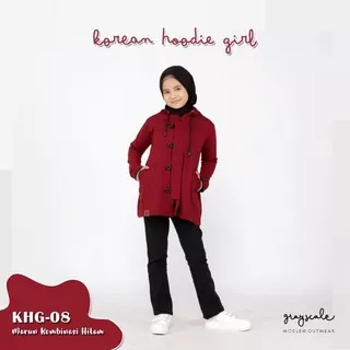 Grayscale hijab Jaket Anak Balita perempuan wanita muslimah marun kancing hitam baby terry bandung