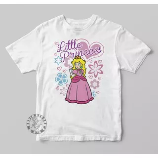 Kaos Anak Baju Anak Super Mario Peach Little Princess Flowers And Hearts Poster Pakaian Anak