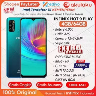 Infinix Hot 9 Play Ram 4GB Rom 64GB 4/64 & 2/32 Garansi Resmi Infinix 1 Tahun