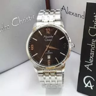 JAM TANGAN PRIA ALEXANDRE CHRISTIE AC 8327 SILVER BLACK ORIGINAL