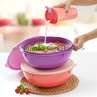 (PRODUK ORIGINAL 100%) Tupperware Fix N Mix 2pcs Free slimline 1L Ungu Peach TERMURAH