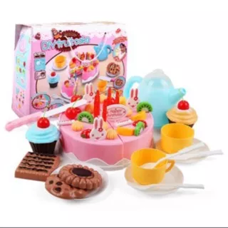 Mainan kue ulang tahun 54 pcs / mainan DIY birthday cake playset light & sound 54 pcs