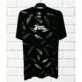 KAOS 3SECOND T-SHIRT THREE SECOND GRADE ORI EXPORT QUALITY BLACK FEATHER