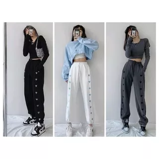 HUM - ZEC  Jogger Love Row / Jogger Sweat / Joger Wanita Kekinian