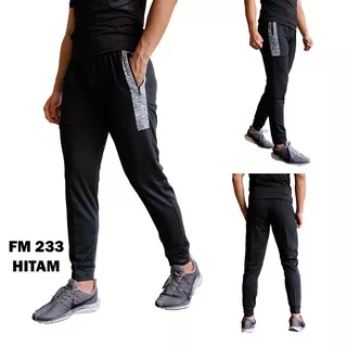 Celana Panjang Training Olahraga Pria FM 233 Hitam Kolor Clana Trining Cowo Laki Fitness Running Jogging Lari Gym Import Pria