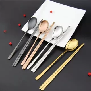 Set Sendok Sumpit Stainless Korea Alat Makan Korean Sujeo Stainles Cutlery Set Spoon Chopstick #4
