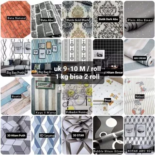 COD_10Mx45CM PREMIUM Wallpaper Dinding Sticker MOTIF BUBBLE POLOS SQUARE PLAIN SILVER HITAM