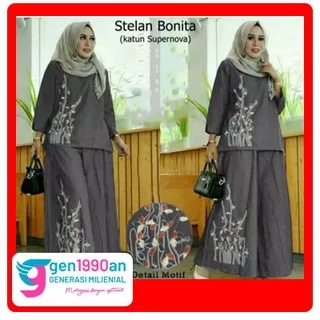 SETELAN BONITA ( XL, XXL, 3XL 6 Warna ) Setelan Gamis Jumbo, Setelan Baju dan Celana Muslim Wanita