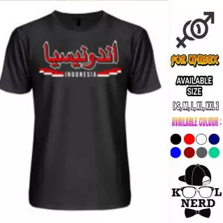 KAOS EKSKLUSIF PRIA SABLON INDONESIA TULISAN KALIGRAFI ARAB DESAIN BENDERA MERAH PUTIH INDONESIA