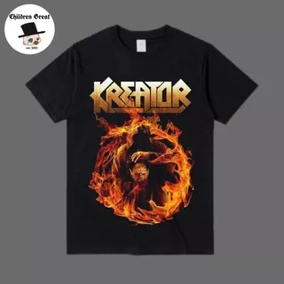kaos baju KREATOR tshirt band metal musik rock / kaos dewasa hitam OVERSIZE & baju anak motif api black on fire terbakar